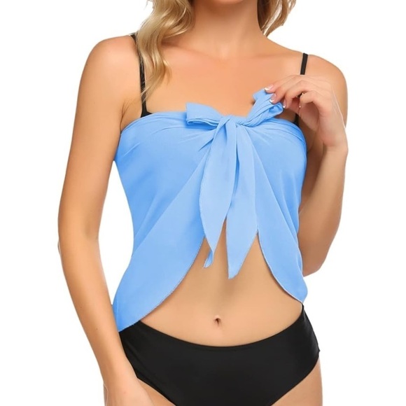 Women’s Blue Beach Wrap Swimsuit Coverup Sheer Chiffon Sarrong - Picture 5 of 6